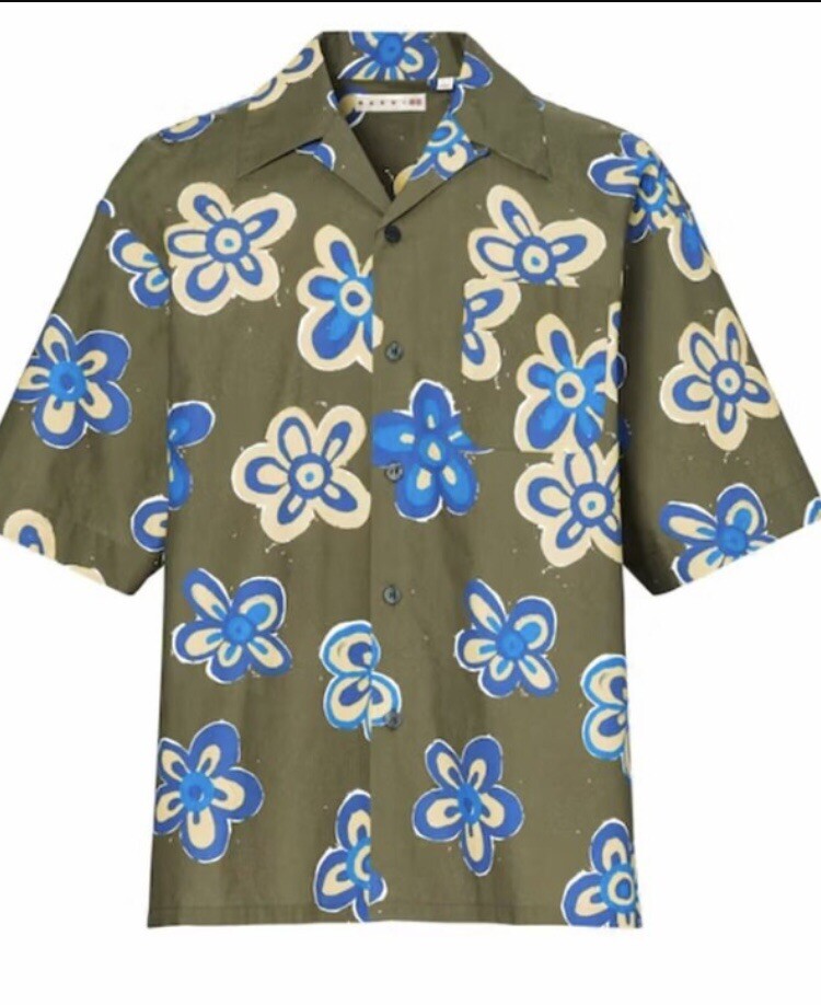 MARNI x UNIQLO Green Floral Oversized Short Sleeve Cotton